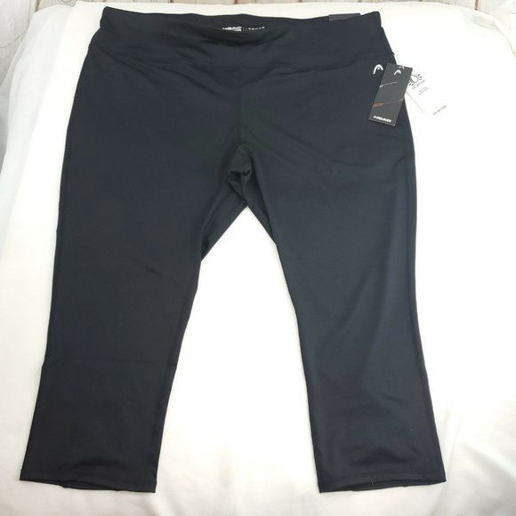 Head Womens Black High Rise Elastic Waist Criss Cross Tight Capri Pants Size 3X - Picture 1 of 15
